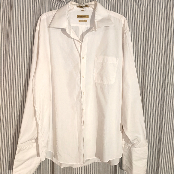 DINO LORENZO White Cotton & Polyester Men's Italian DressShirt - Picture 2 of 3